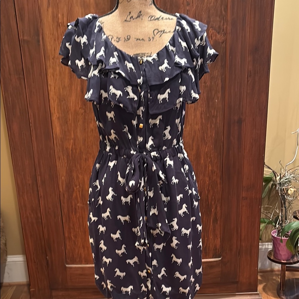 Navy Blue Horse Print Dress